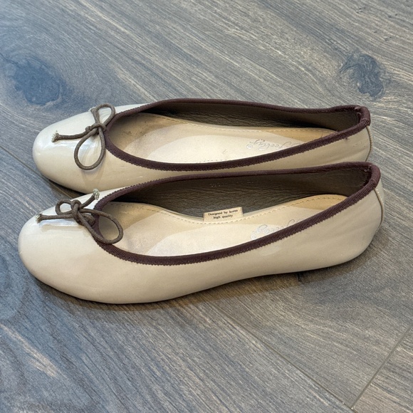 Japanese Leather Bow Ballerinas Woman Bow Knot Loafer Shoes Apricot Size US 6 - Picture 4 of 17